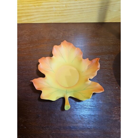 PartyLite Whispering Leaves REPLACEMENT TeaLight Holder ORANGE YELLOW MAPLE LEAF - Picture 5 of 5